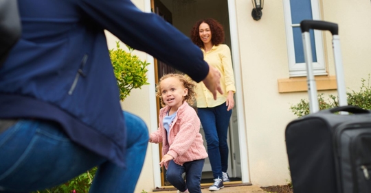 Little girl running to dad
